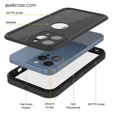 Load image into Gallery viewer, iPhone 15 Pro Max Waterproof IP68 Case, Punkcase [Black] [StudStar Series] [Slim Fit]
