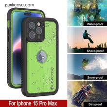 Load image into Gallery viewer, iPhone 15 Pro Max Waterproof IP68 Case, Punkcase [Light green] [StudStar Series] [Slim Fit] [Dirtproof]
