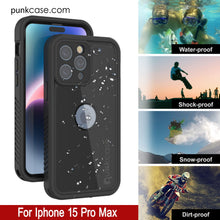 Load image into Gallery viewer, iPhone 15 Pro Max Waterproof IP68 Case, Punkcase [Black] [StudStar Series] [Slim Fit]
