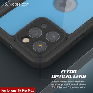 iPhone 15 Pro Max Waterproof IP68 Case, Punkcase [Light blue] [StudStar Series] [Slim Fit] [Dirtproof]