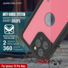 Load image into Gallery viewer, iPhone 15 Pro Max Waterproof IP68 Case, Punkcase [Pink] [StudStar Series] [Slim Fit] [Dirtproof]
