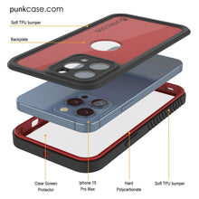 Load image into Gallery viewer, iPhone 15 Pro Max Waterproof IP68 Case, Punkcase [Red] [StudStar Series] [Slim Fit]

