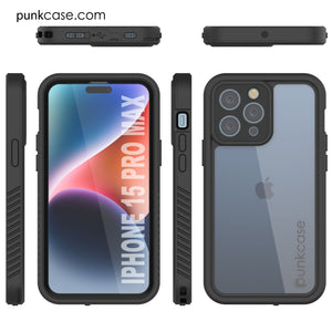 iPhone 15 Pro Max Waterproof IP68 Case, Punkcase [Clear] [StudStar Series] [Slim Fit] [Dirtproof]