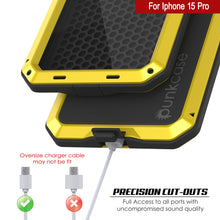 Load image into Gallery viewer, iPhone 15 Pro Metal Case, Heavy Duty Military Grade Armor Cover [shock proof] Full Body Hard [Yellow]
