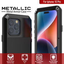 Load image into Gallery viewer, iPhone 15 Pro Metal Case, Heavy Duty Military Grade Armor Cover [shock proof] Full Body Hard [Black]
