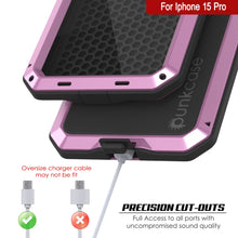 Load image into Gallery viewer, iPhone 15 Pro Metal Case, Heavy Duty Military Grade Armor Cover [shock proof] Full Body Hard [Pink]
