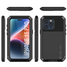 Load image into Gallery viewer, iPhone 15 Pro Metal Case, Heavy Duty Military Grade Armor Cover [shock proof] Full Body Hard [Black]
