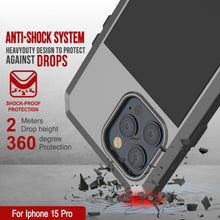Load image into Gallery viewer, iPhone 15 Pro Metal Case, Heavy Duty Military Grade Armor Cover [shock proof] Full Body Hard [Silver]
