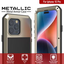 Load image into Gallery viewer, iPhone 15 Pro Metal Case, Heavy Duty Military Grade Armor Cover [shock proof] Full Body Hard [Gold]
