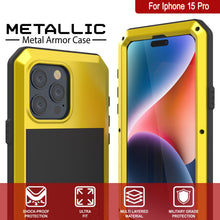 Load image into Gallery viewer, iPhone 15 Pro Metal Case, Heavy Duty Military Grade Armor Cover [shock proof] Full Body Hard [Yellow]
