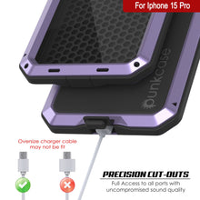 Load image into Gallery viewer, iPhone 15 Pro Metal Case, Heavy Duty Military Grade Armor Cover [shock proof] Full Body Hard [Purple]
