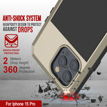 Load image into Gallery viewer, iPhone 15 Pro Metal Case, Heavy Duty Military Grade Armor Cover [shock proof] Full Body Hard [Gold]
