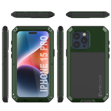 Load image into Gallery viewer, iPhone 15 Pro Metal Case, Heavy Duty Military Grade Armor Cover [shock proof] Full Body Hard [Dark Green]

