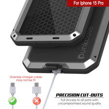 Load image into Gallery viewer, iPhone 15 Pro Metal Case, Heavy Duty Military Grade Armor Cover [shock proof] Full Body Hard [Silver]
