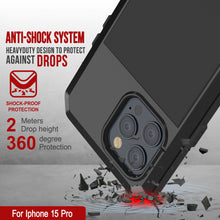 Load image into Gallery viewer, iPhone 15 Pro Metal Case, Heavy Duty Military Grade Armor Cover [shock proof] Full Body Hard [Black]
