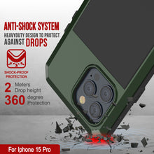 Load image into Gallery viewer, iPhone 15 Pro Metal Case, Heavy Duty Military Grade Armor Cover [shock proof] Full Body Hard [Dark Green]
