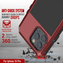 Load image into Gallery viewer, iPhone 15 Pro Metal Case, Heavy Duty Military Grade Armor Cover [shock proof] Full Body Hard [Red]
