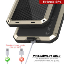 Load image into Gallery viewer, iPhone 15 Pro Metal Case, Heavy Duty Military Grade Armor Cover [shock proof] Full Body Hard [Gold]
