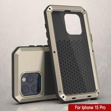 Load image into Gallery viewer, iPhone 15 Pro Metal Case, Heavy Duty Military Grade Armor Cover [shock proof] Full Body Hard [Gold]
