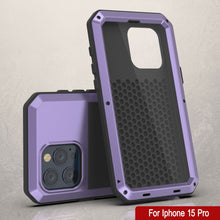 Load image into Gallery viewer, iPhone 15 Pro Metal Case, Heavy Duty Military Grade Armor Cover [shock proof] Full Body Hard [Purple]
