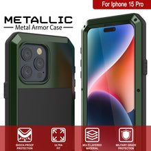 Load image into Gallery viewer, iPhone 15 Pro Metal Case, Heavy Duty Military Grade Armor Cover [shock proof] Full Body Hard [Dark Green]
