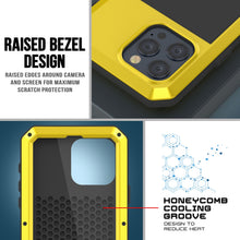 Load image into Gallery viewer, iPhone 15 Pro Metal Case, Heavy Duty Military Grade Armor Cover [shock proof] Full Body Hard [Yellow]
