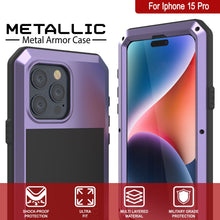 Load image into Gallery viewer, iPhone 15 Pro Metal Case, Heavy Duty Military Grade Armor Cover [shock proof] Full Body Hard [Purple]
