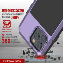 Load image into Gallery viewer, iPhone 15 Pro Metal Case, Heavy Duty Military Grade Armor Cover [shock proof] Full Body Hard [Purple]
