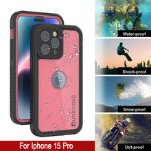 Load image into Gallery viewer, iPhone 15 Pro Waterproof IP68 Case, Punkcase [Pink] [StudStar Series] [Slim Fit] [Dirtproof]
