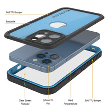 Load image into Gallery viewer, iPhone 15 Pro Waterproof IP68 Case, Punkcase [Light blue] [StudStar Series] [Slim Fit] [Dirtproof]
