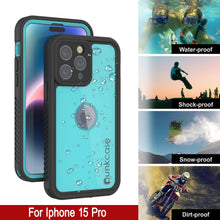 Load image into Gallery viewer, iPhone 15 Pro Waterproof IP68 Case, Punkcase [Teal] [StudStar Series] [Slim Fit]
