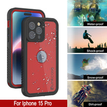 Load image into Gallery viewer, iPhone 15 Pro Waterproof IP68 Case, Punkcase [Red] [StudStar Series] [Slim Fit]
