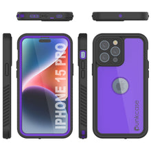 Load image into Gallery viewer, iPhone 15 Pro Waterproof IP68 Case, Punkcase [Purple] [StudStar Series] [Slim Fit] [Dirtproof]
