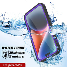 Load image into Gallery viewer, iPhone 15 Pro Waterproof IP68 Case, Punkcase [Purple] [StudStar Series] [Slim Fit] [Dirtproof]
