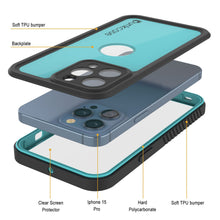 Load image into Gallery viewer, iPhone 15 Pro Waterproof IP68 Case, Punkcase [Teal] [StudStar Series] [Slim Fit]
