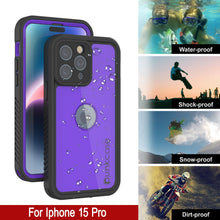 Load image into Gallery viewer, iPhone 15 Pro Waterproof IP68 Case, Punkcase [Purple] [StudStar Series] [Slim Fit] [Dirtproof]
