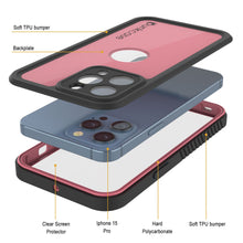 Load image into Gallery viewer, iPhone 15 Pro Waterproof IP68 Case, Punkcase [Pink] [StudStar Series] [Slim Fit] [Dirtproof]
