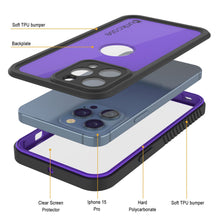 Load image into Gallery viewer, iPhone 15 Pro Waterproof IP68 Case, Punkcase [Purple] [StudStar Series] [Slim Fit] [Dirtproof]

