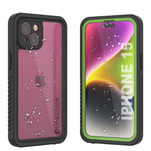 iPhone 15  Waterproof Case, Punkcase [Extreme Series] Armor Cover W/ Built In Screen Protector [Light Green]