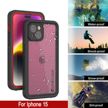 Load image into Gallery viewer, iPhone 15  Waterproof Case, Punkcase [Extreme Series] Armor Cover W/ Built In Screen Protector [Red]
