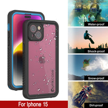Load image into Gallery viewer, iPhone 15  Waterproof Case, Punkcase [Extreme Series] Armor Cover W/ Built In Screen Protector [Light Blue]
