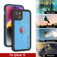 Load image into Gallery viewer, iPhone 15 Waterproof IP68 Case, Punkcase [Light blue] [StudStar Series] [Slim Fit] [Dirtproof]
