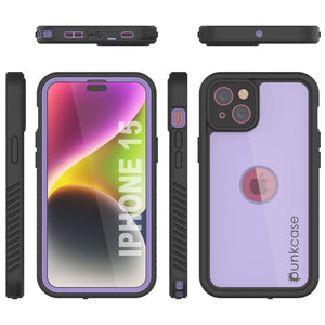 iPhone 15 Waterproof IP68 Case, Punkcase [Lilac] [StudStar Series] [Slim Fit] [Dirtproof]