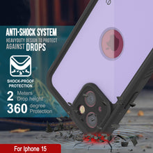 Load image into Gallery viewer, iPhone 15 Waterproof IP68 Case, Punkcase [Lilac] [StudStar Series] [Slim Fit] [Dirtproof]
