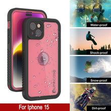 Load image into Gallery viewer, iPhone 15 Waterproof IP68 Case, Punkcase [Pink] [StudStar Series] [Slim Fit] [Dirtproof]
