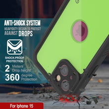 Load image into Gallery viewer, iPhone 15 Waterproof IP68 Case, Punkcase [Light green] [StudStar Series] [Slim Fit] [Dirtproof]
