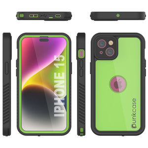 iPhone 15 Waterproof IP68 Case, Punkcase [Light green] [StudStar Series] [Slim Fit] [Dirtproof]