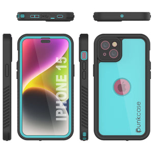 iPhone 15 Waterproof IP68 Case, Punkcase [Teal] [StudStar Series] [Slim Fit]