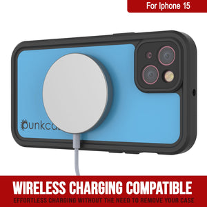 iPhone 15 Waterproof IP68 Case, Punkcase [Light blue] [StudStar Series] [Slim Fit] [Dirtproof]