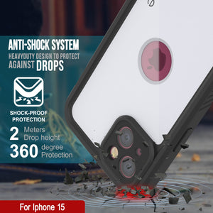 iPhone 15 Waterproof IP68 Case, Punkcase [White] [StudStar Series] [Slim Fit] [Dirtproof]